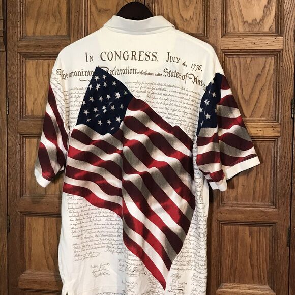 Cotton Traders Sport Patriotic Polo Mens XXL Congress Declaration USA Flag Shirt - Picture 6 of 10
